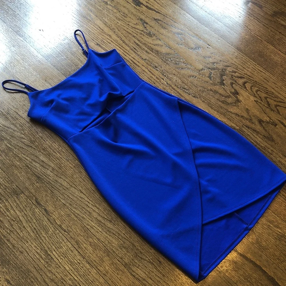 Lulus Royal Blue Asymmetrical Stretch Cut-Out Bodycon Mini Dress